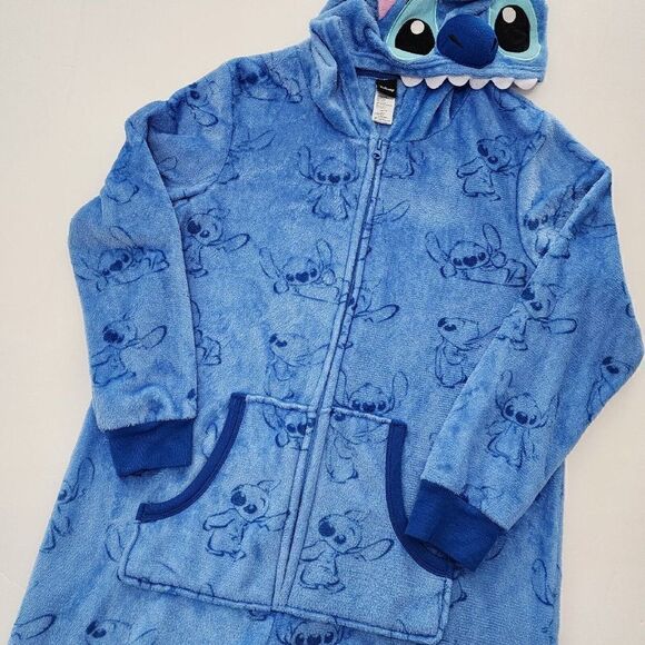 Disney Women's Size L (12/14) Stitch Character Hooded Fleece Body Suit Sleepwear - Picture 4 of 8